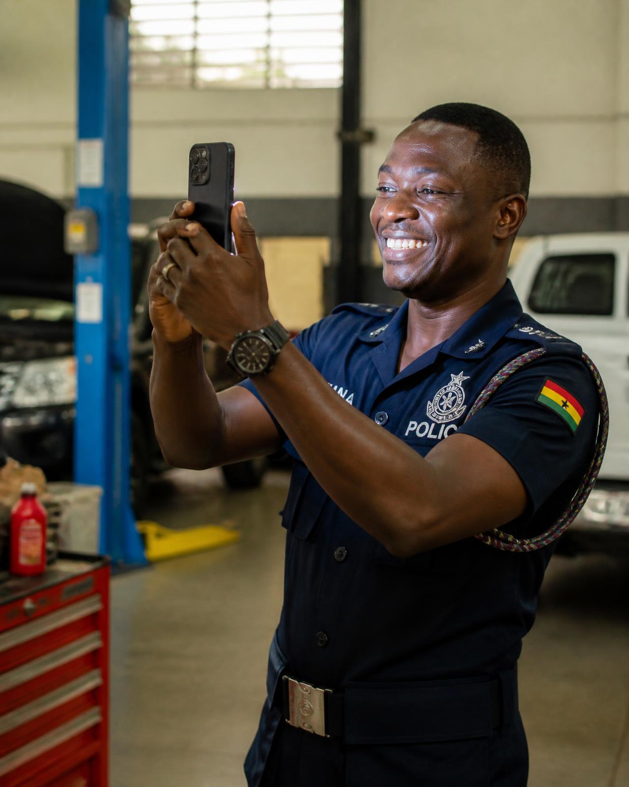 Ghana Police Service Workshop Credit Union member in uniform at the workshop